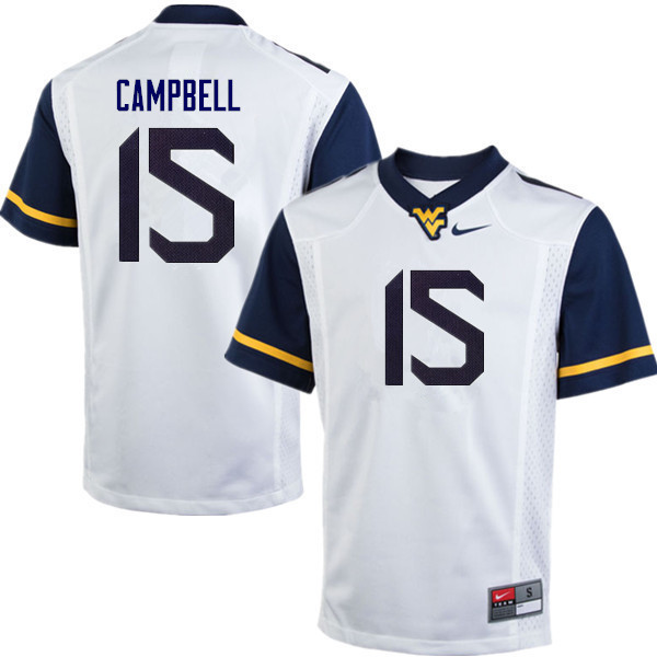 Men #15 George Campbell West Virginia Mountaineers College Football Jerseys Sale-White - Click Image to Close